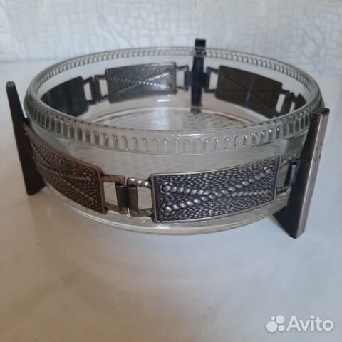 Конфетница хрустальная с мельхиором