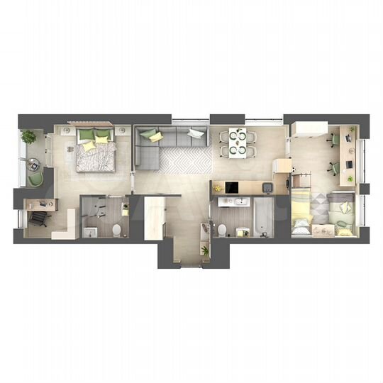 2-к. квартира, 69,6 м², 6/25 эт.