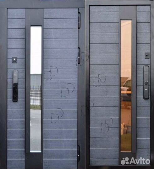 Железная уличная дверь с окном