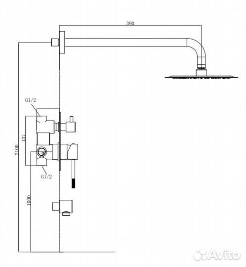 Душевая система скрытого монтажа Voda Vessel gold