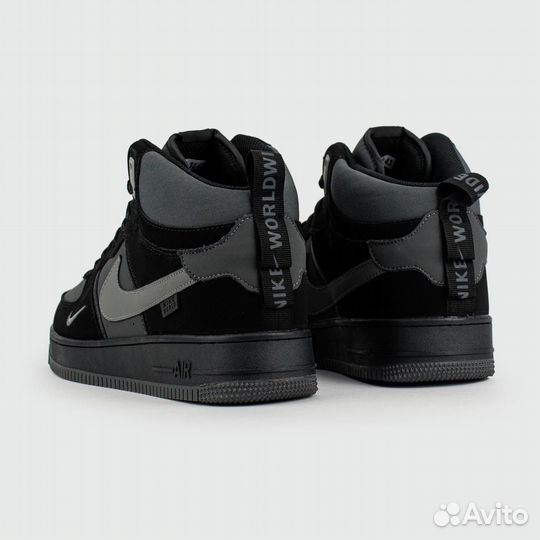 Nike Air Force 1 Mid Black / Grey with Fur