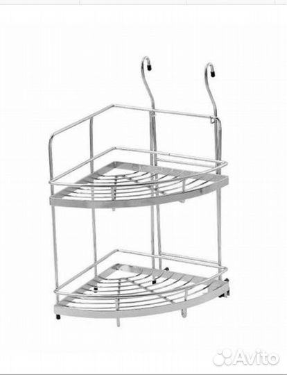 Полка угловая двойная на кухню на рейлинг