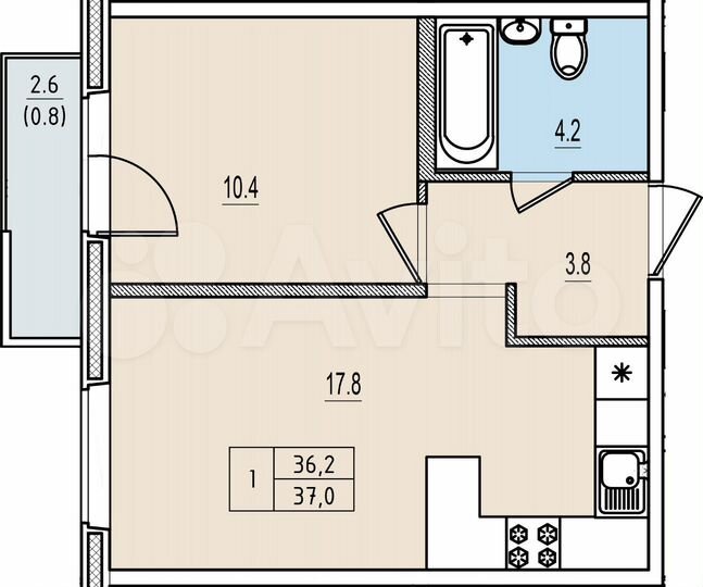 1-к. квартира, 37 м², 11/13 эт.