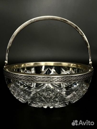 Ваза конфетница хрусталь серебро 84 проба