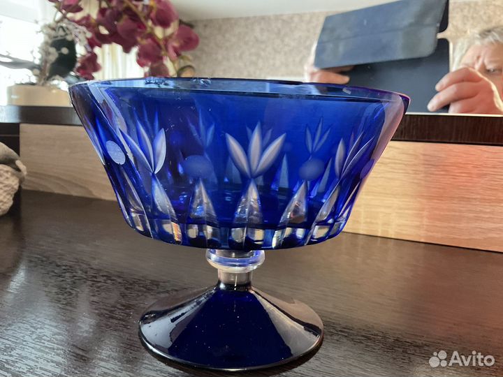 Ваза цветное стекло СССР, конфетница СССР