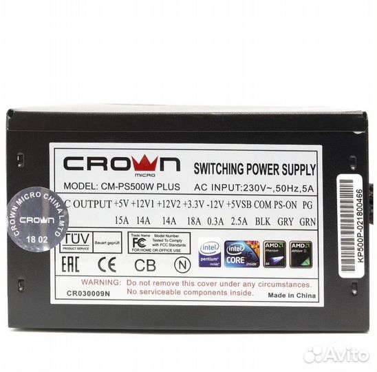 Блок питания 500w crown