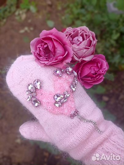 Варежки вязаные ручной работы