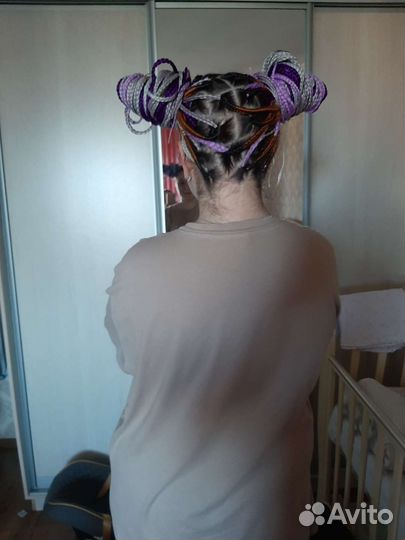 Де косы, афрорезинки, 2д косы, хвост на резинке