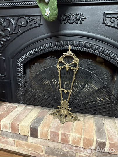 Экран для камина бронза старинный