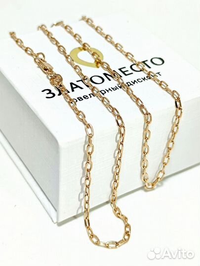 Золотая цепочка якорная из золота 585 пробы, полновесная, замок карабин, длина 50 см, вес 2,60 г