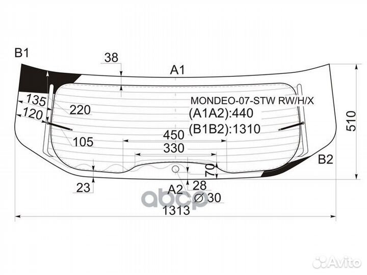 Стекло заднее с обогревом ford mondeo 5D WGN 07