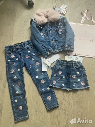 Монализа Monnalisa розы джинсы юбка monalissa