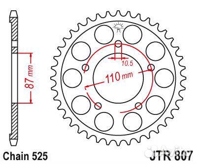 Звезда ведомая (задняя) JT JTR807.49 14404-49