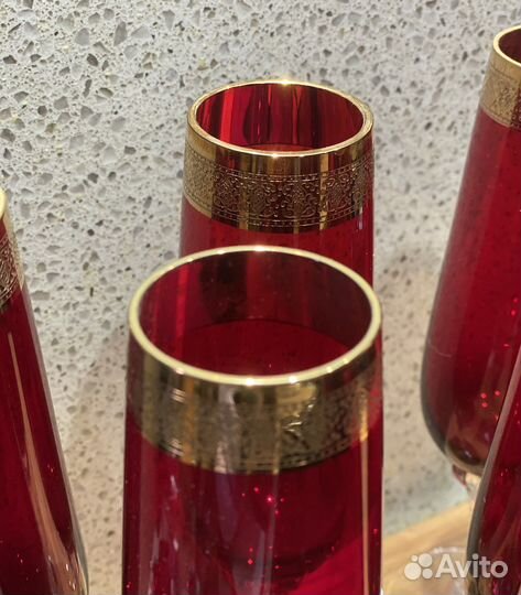 Фужеры bohemia рубин для шампанского