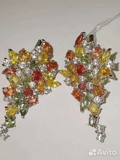 Серебряные серьги с сапфирами