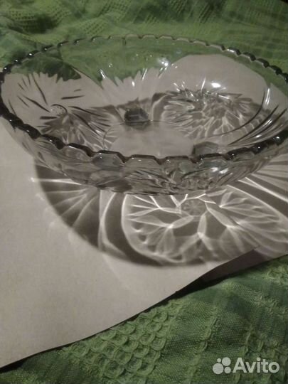 Фруктовница СССР на 3 ножках тяж стекло чертополох