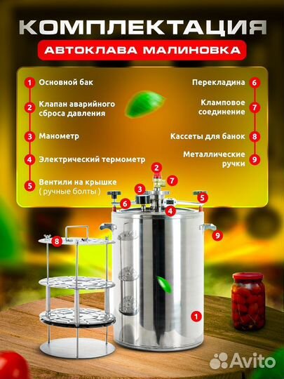 Автоклав на пару и на воде Малиновка 20 литров