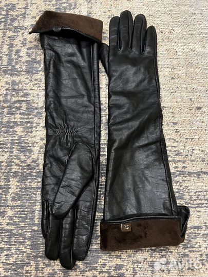 Перчатки женские кожаные 7.5 новые длинные