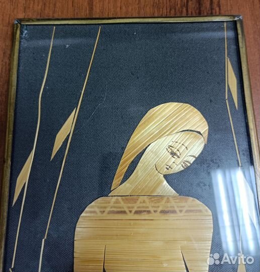 Картина СССР девушка из соломы под стеклом