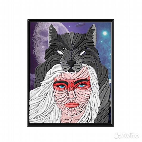 Картина «Волчица» из лёгкой глины Handlighting TM