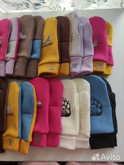 Варежки теплые, ручная работа