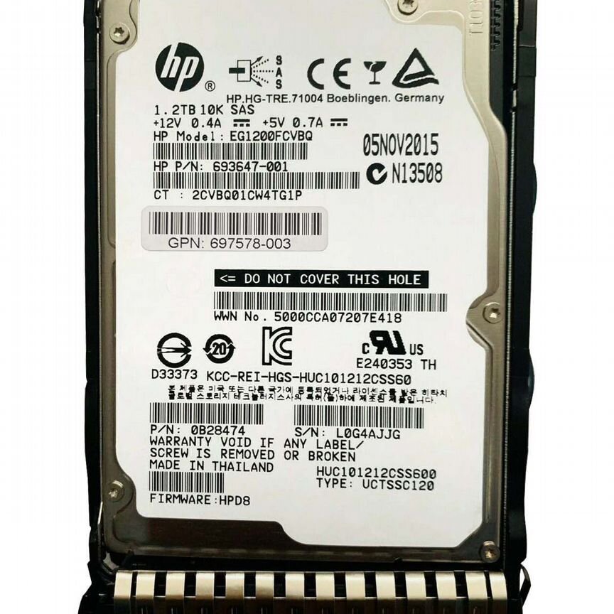 [697578-005] Жесткий Диск Hp Eg1200fcvbq 1,2tb 10k Sas 2,5" Hdd