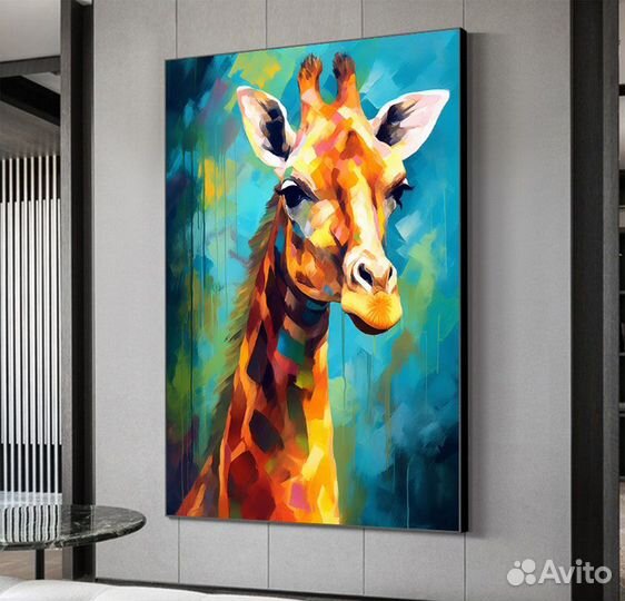 Картина на холсте маслом жираф
