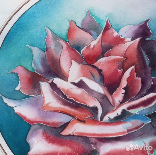 Алая Роза Цветок в круге Картины с цветами