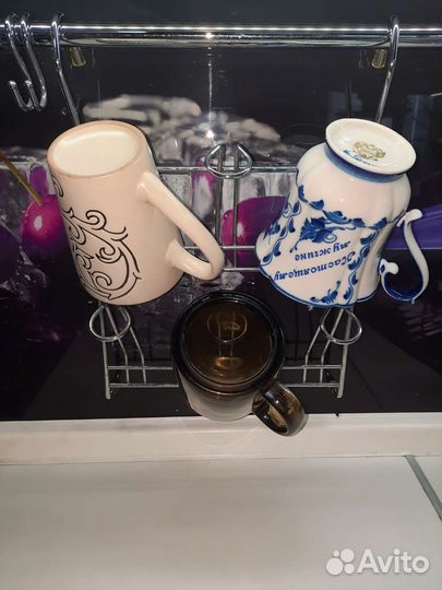 Сушилка для кружек и чашек подвесная на рэйлинг