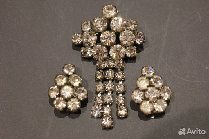 Комплект брошь клипсы Чехословакия времён СССР