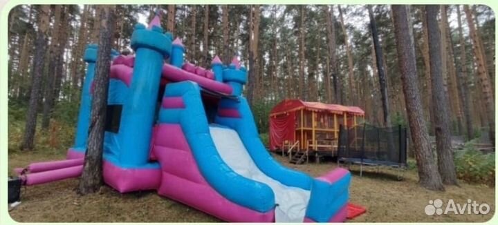 Надувной батут горка с компрессором
