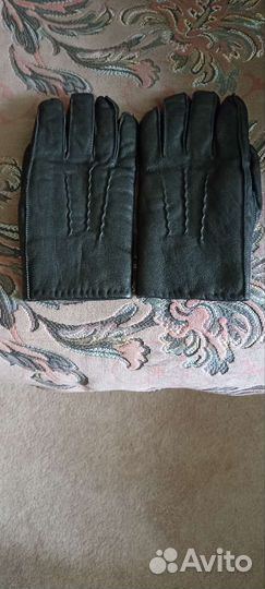 Мужские кожаные перчатки зимние