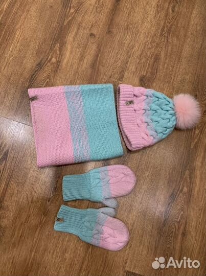 Комплект шапка, шарф, варежки