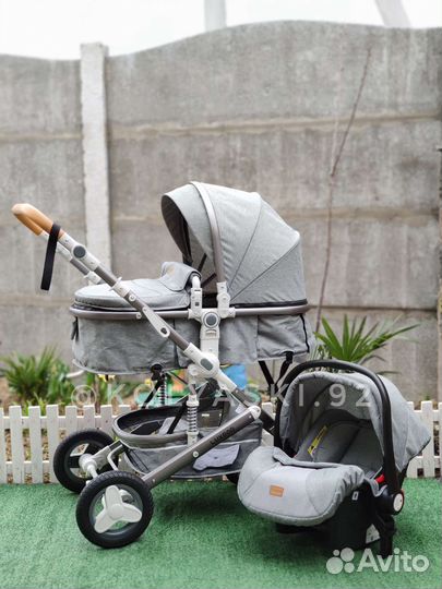 Коляска Luxmom 580w 3в1 (серая)