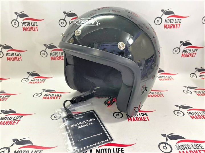 Шлем открытый yema черный 3/4 YM-629