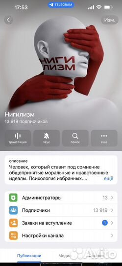 Известный телеграм канал 14к подписчиков