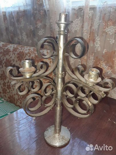 Старинный бронзовый подсвечник