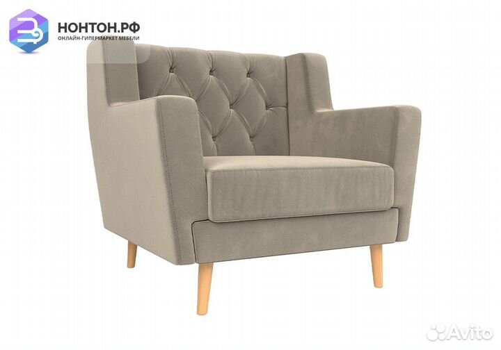 Кресло Брайтон Люкс микровельвет бежевый