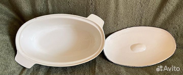 Чугунная, эмалированная гусятница,утятница,ссср,4л