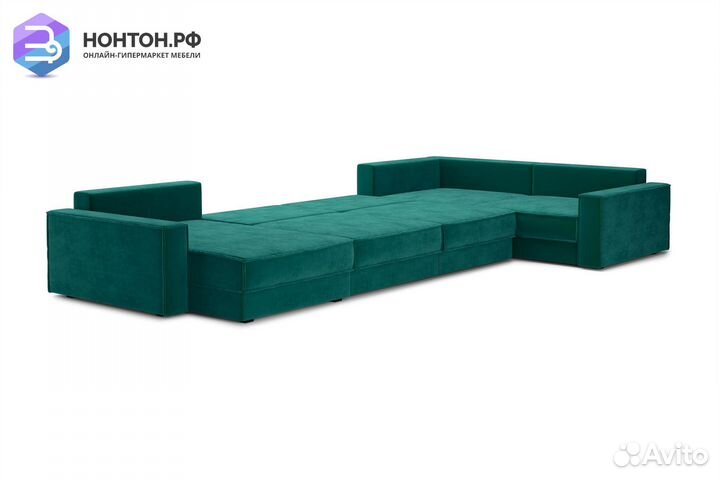 Диван п-образный тик-так Сохо изумрудный