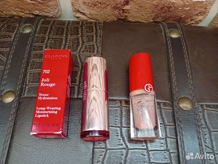Пустые футляры от помад Giorgio Armani и clarins