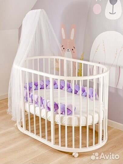 Кроватка-трансформер для новорожденных 0+ из бука