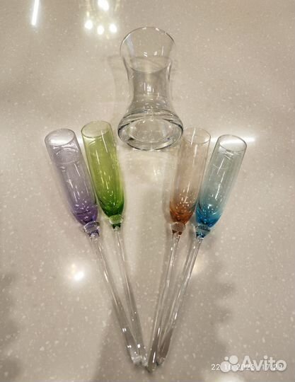 Бокалы винтажные Франция цветное стекло