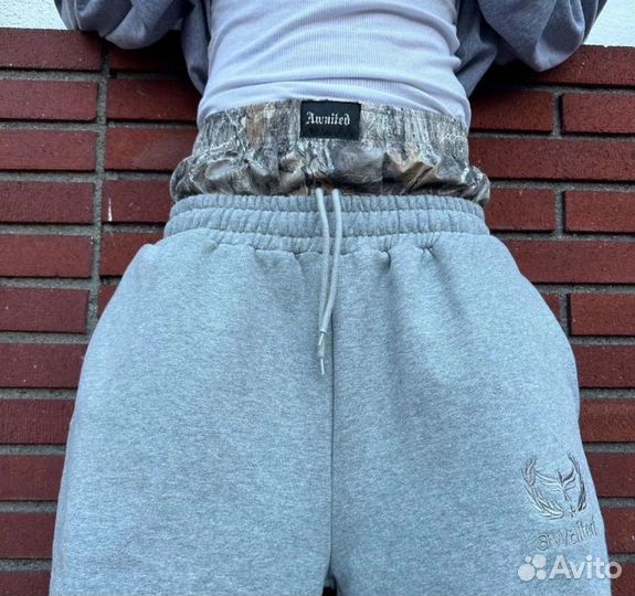 Штаны серые широкие y2k