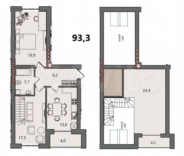 2-к. квартира, 93,5 м², 4/4 эт.