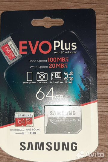 Карта памяти MicroSD Samsung 64GB EVO plus