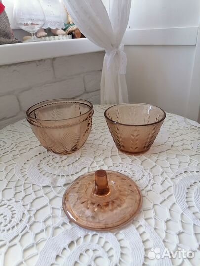 Карамельное стекло сахарница, варенница СССР