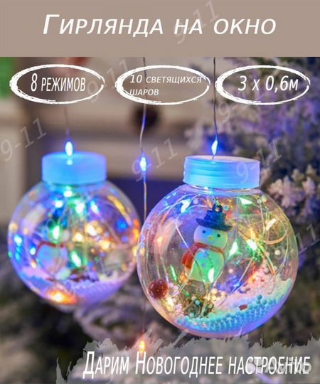 Занавес Шарики с игрушкой Снеговик