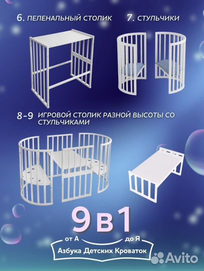 Кроватка для новорожденных трансформер 9 в 1