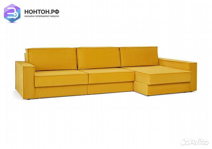Диван угловой еврокнижка трехместный Тревис желтый